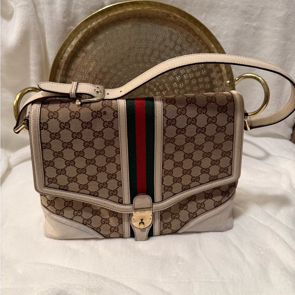 Gucci Beige and Green Women's Bag - Picture 1 of 12